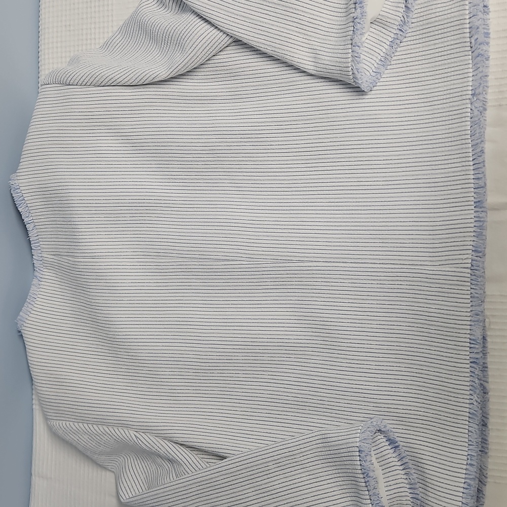 Preston & York Judith Boucle Tweed Round Neck Jacket: Blue/White Stripe:Size- 12 - Picture 4 of 14